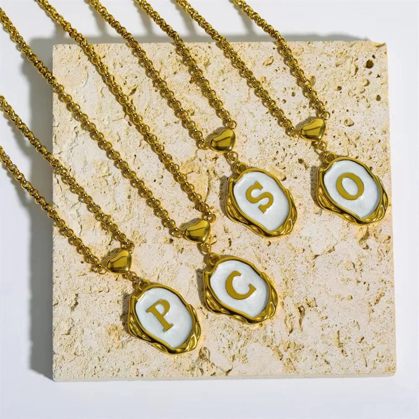 Vintage Gold Initial Pendant Necklace