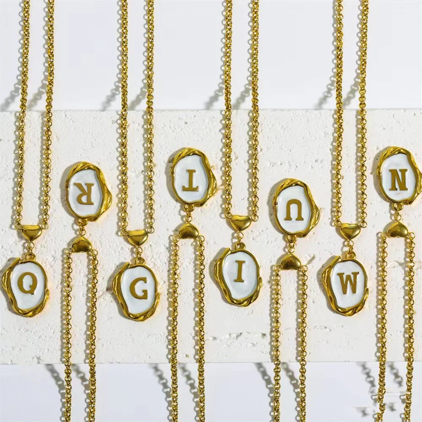 Vintage Gold Initial Pendant Necklace