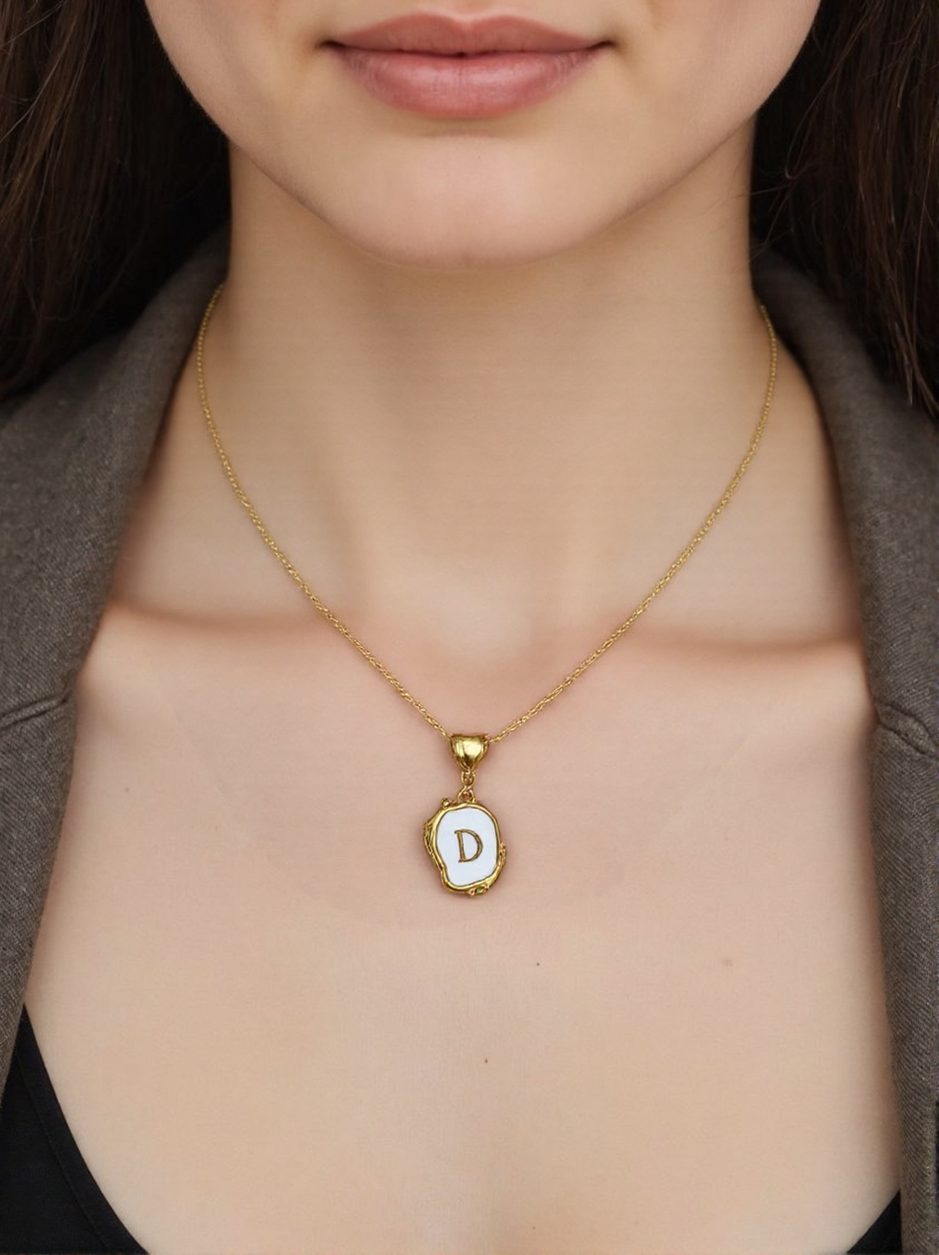 Vintage Gold Initial Pendant Necklace