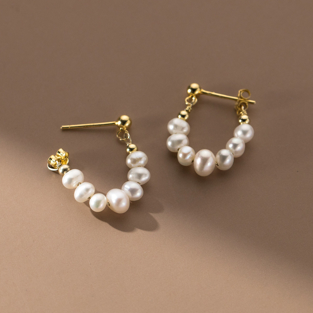S925 Sterling Silver Pearl U-shaped Earring