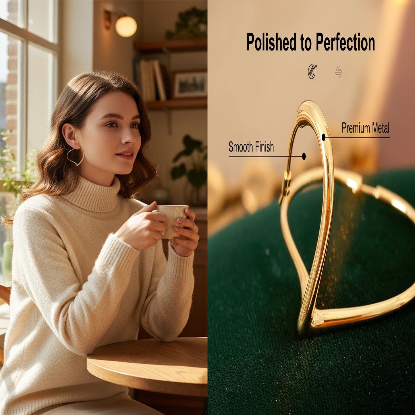 Gold-plated Irregular Heart-shaped Hoop Earrings