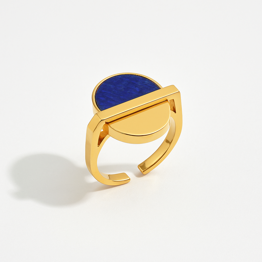 S925 Silver - Vintage Gold Lapis Lazuli Ring