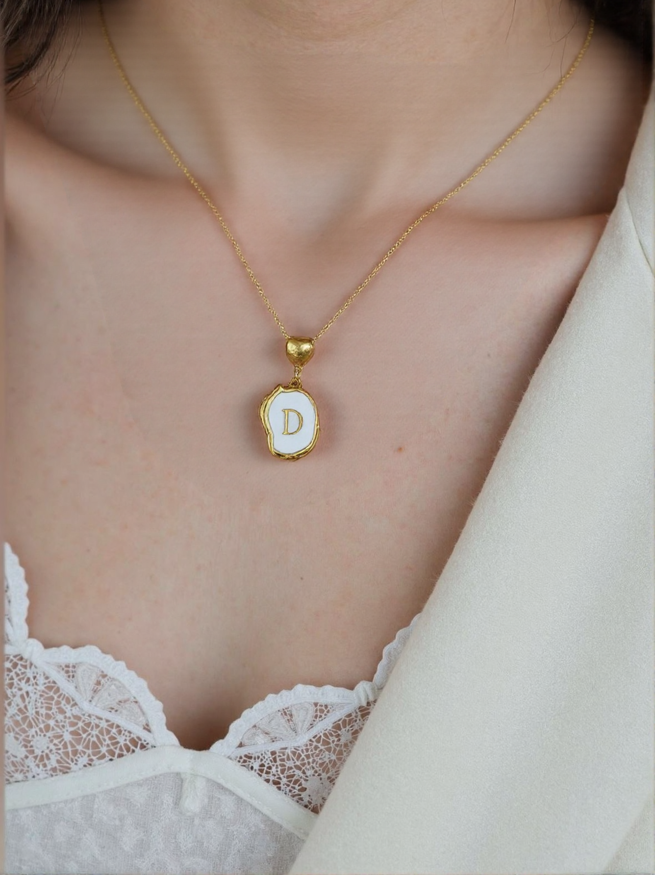 Vintage Gold Initial Pendant Necklace
