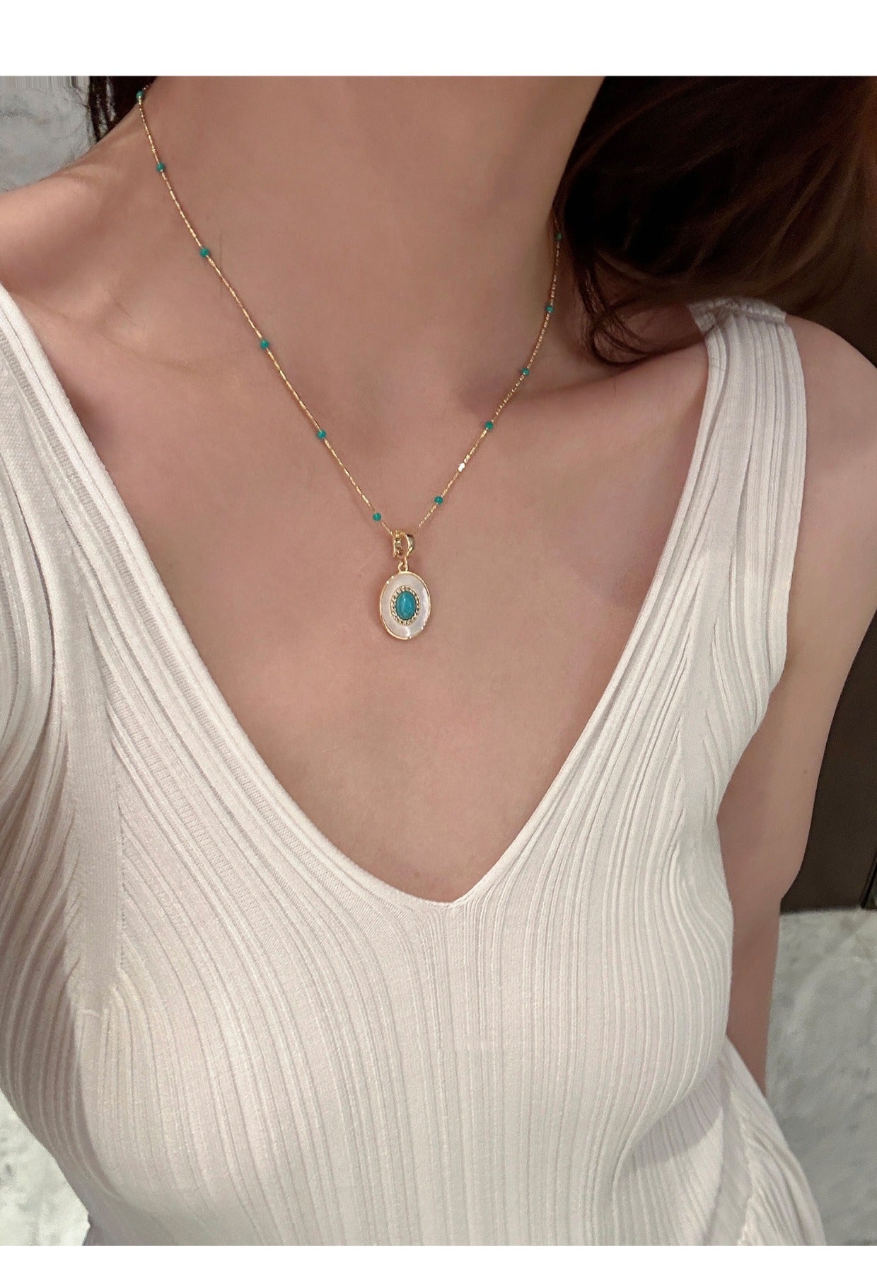 Natural Turquoise and Freshwater Pearl Necklace