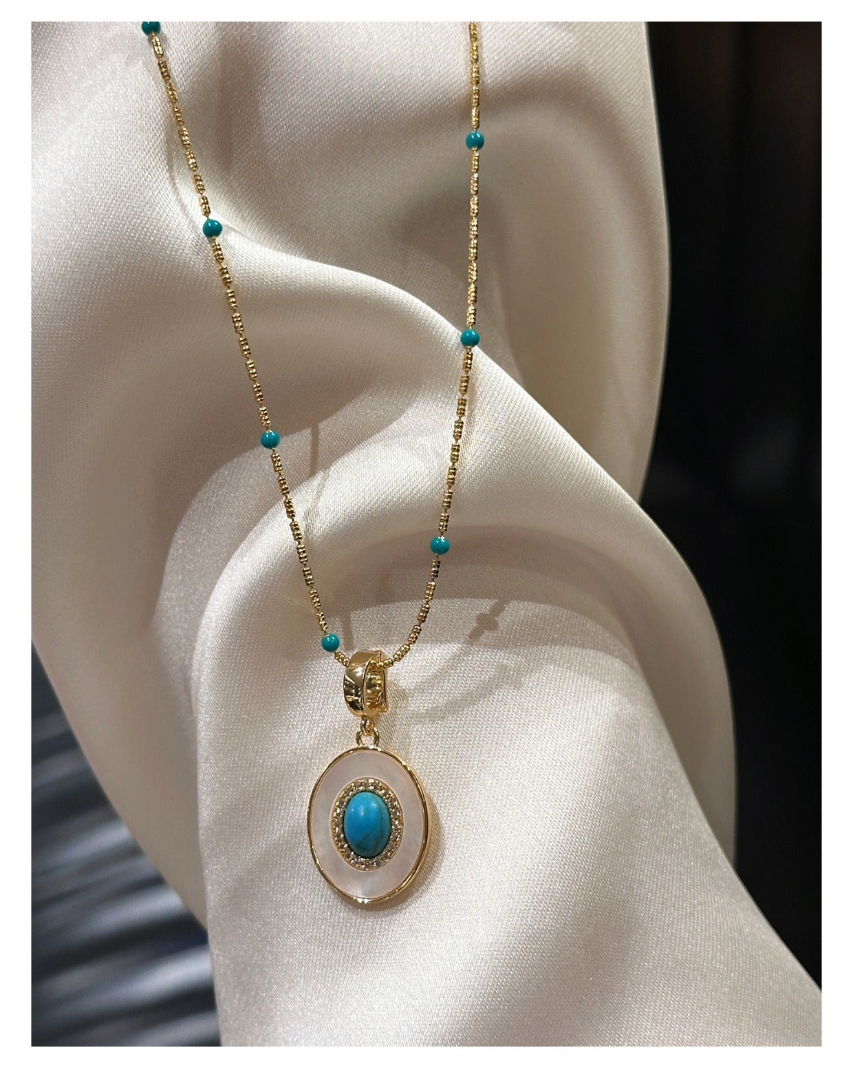 Natural Turquoise and Freshwater Pearl Necklace