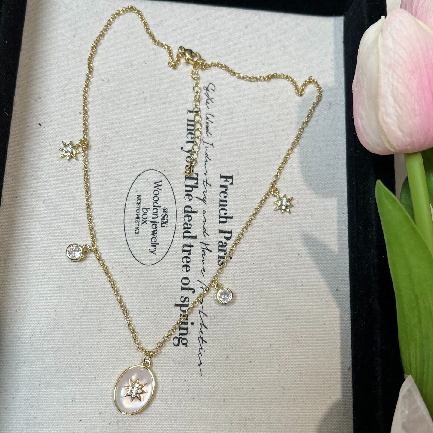 Eight-pointed Star Zircon Necklace