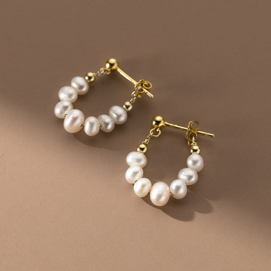 S925 Sterling Silver Pearl U-shaped Earring