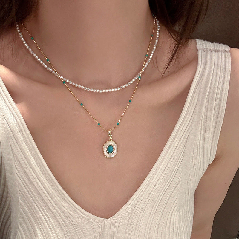 Natural Turquoise and Freshwater Pearl Necklace