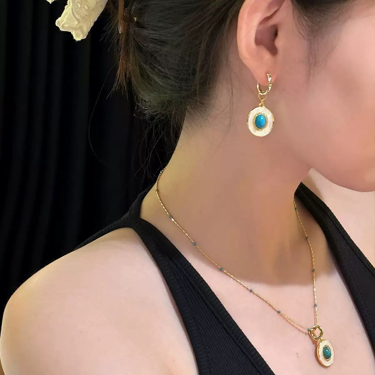 Natural Turquoise and Freshwater Pearl Necklace