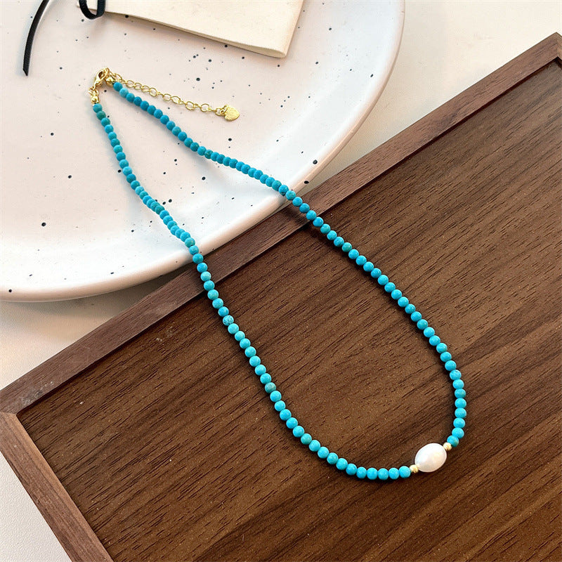 Natural Turquoise and Freshwater Pearl Necklace