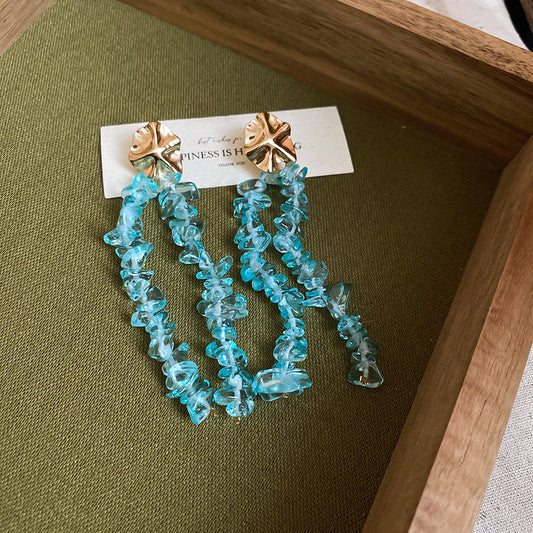 Handmade Blue Tassel Earrings