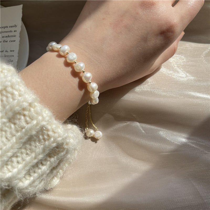 Natural Baroque Freshwater Pearl Adjustable Bracelet