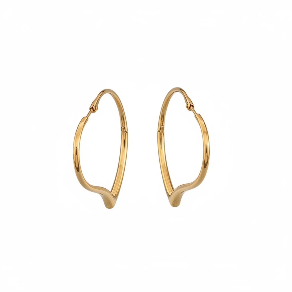 Gold-plated Irregular Heart-shaped Hoop Earrings