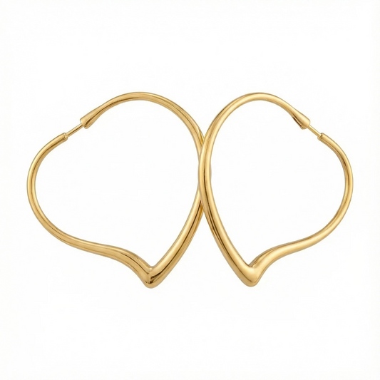 Gold-plated Irregular Heart-shaped Hoop Earrings